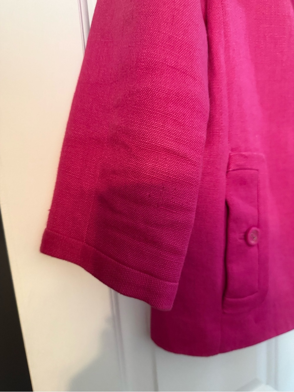 Talbots Women's Pink Linen Notch Collar Blazer Jacket Sz 8 Mid-Length 3 Button - Picture 5 of 11